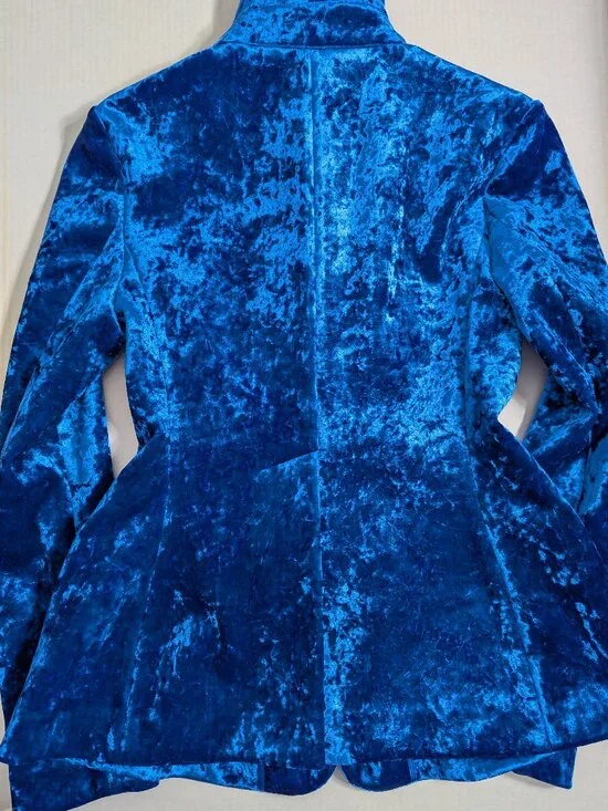 H&M Studio Bright Blue Velvet Blazer - Picture 12 of 16